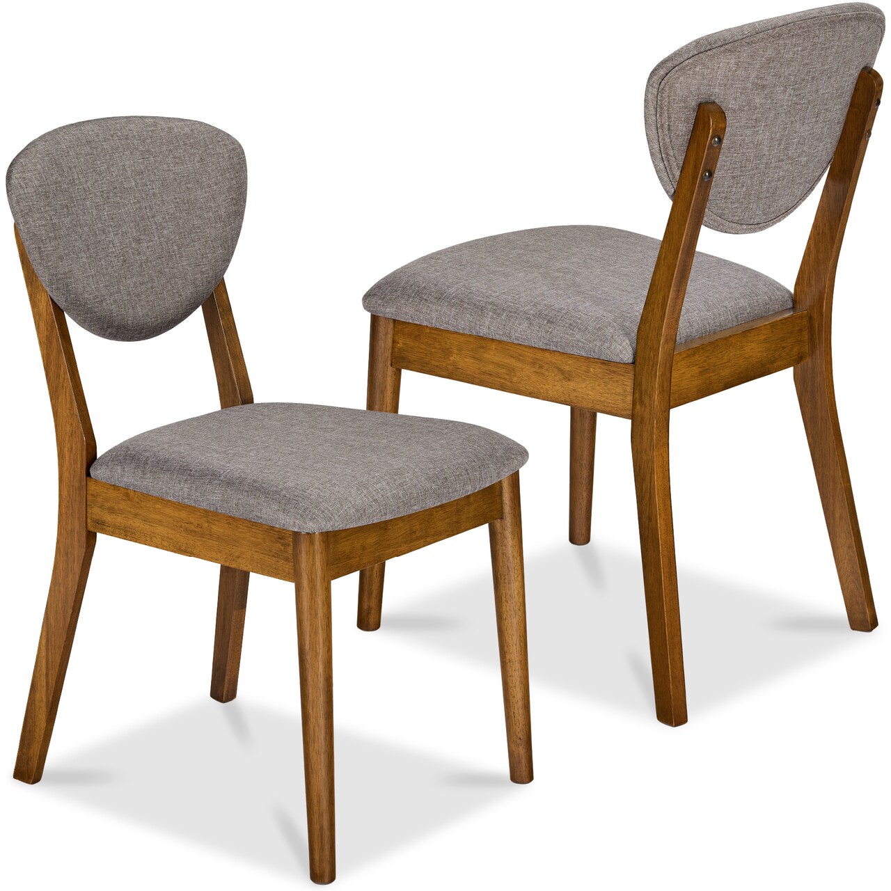 Best Choice Products 2-Piece Mid-Century Modern Wood & Upholstered Dining Chair Set